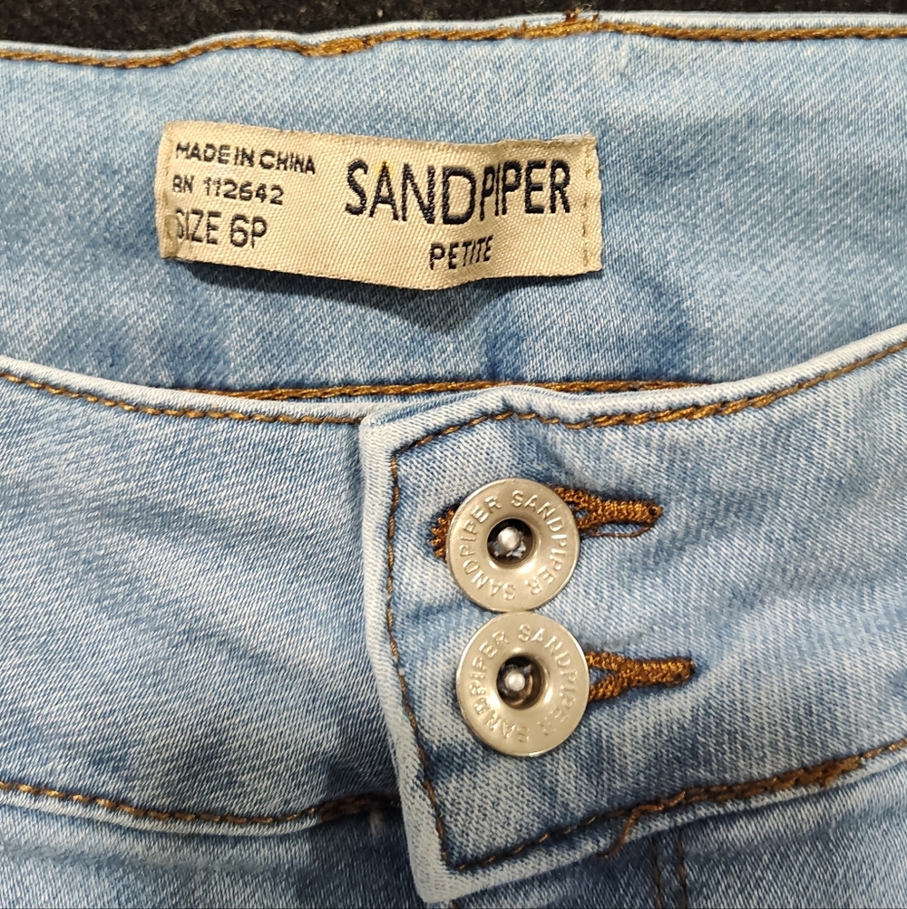Sandpiper Petite Women's Distressed Straight  Blue Jeans Size 6p - Picture 4 of 9